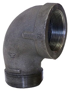 ELBOW, PIPE,  90 DEG, 150 PSI, MALLEABLE IRON, ASTM A197, BLACK